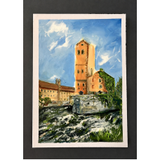 “Radomysl Castle” – Original Zhytomyr Architectural Landscape, Oil on Paper | Marina Stognieva
